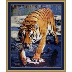 Borduurpakket Tiger Run met geborduurde achtergrond Orcraphics 2013.01.07