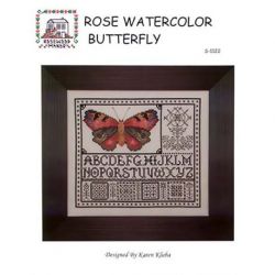Borduurpatroon Rose Watercolor Butterfly Rosewood Manor s1122