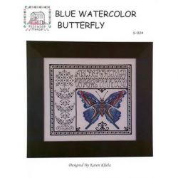 Borduurpatroon Blue Watercolor Butterfly Rosewood Manor s1124