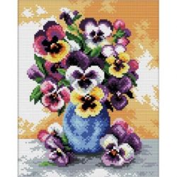 Voorbedrukt borduurpakket Vase of Pansies Needleart World-nc240-054
