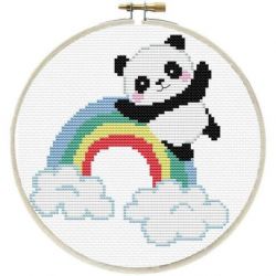 Voorbedrukt borduurpakket Rainbow Panda Needleart World nc240-060