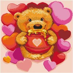 Voorbedrukt Aïda stramien A Bear With Honey Matryonin Posad-1212