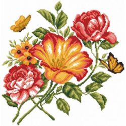 Voorbedrukt Aïda stramien Flowers Caprice Matryonin Posad-1245