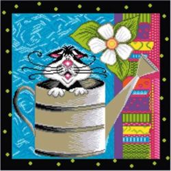 Voorbedrukt Aïda stramien Watering Can Matryonin Posad-1259