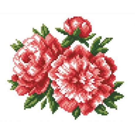 Voorbedrukt Aïda stramien Peony Matryonin Posad-1295