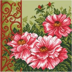 Voorbedrukt Aïda stramien Peonies In The Garden Matryonin Posad-1347