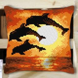 Kruissteekkussen dolfijnen Deco Line 65