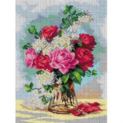 Borduurstramien Boeket rozen op vaas Deco Line 3002J