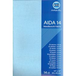 Borduurstofstukje Aida 5.5 kruisjes-cm. blauw RTO-a14-503