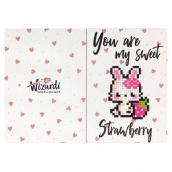 Diamond painting kaart Sweet Strawberry Wizardi WC0353