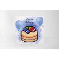 Diamond painting kaart Happy Birthday Cake Wizardi WC0394