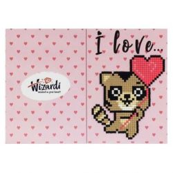 Diamond painting kaart I Love You Raccoon Wizardi WC0398