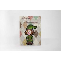 Diamond painting kaart Merry Christmas Elf Wizardi WC0426