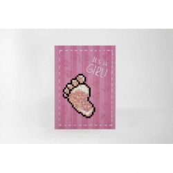 Diamond painting kaart Its a Girl Wizardi WC0437