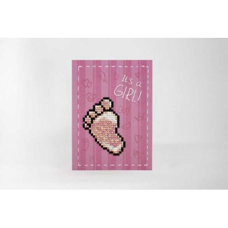 Diamond painting kaart Its a Girl Wizardi WC0437