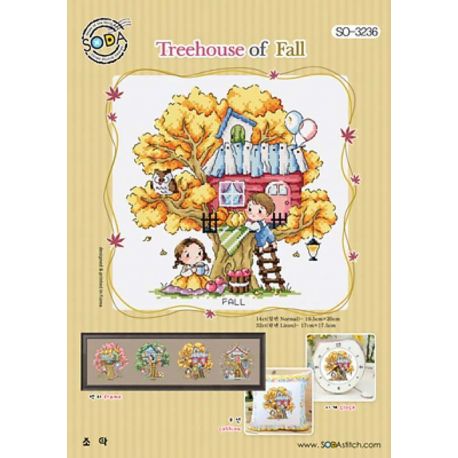 Borduurpatroon Treehouse of fall Soda Stitch so-3236