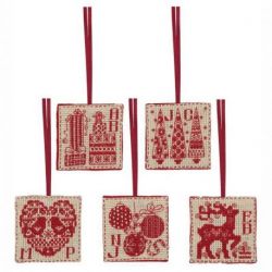 Borduurpakket Christmas tags-set van 5 ANCHOR RDK55