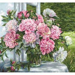 Petit Point borduurpakket Peonies by the Window Luca-S-g594