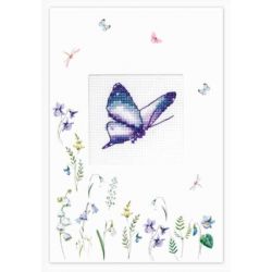 Kaartborduurpakket-Butterfly Purple Luca-S-sp102