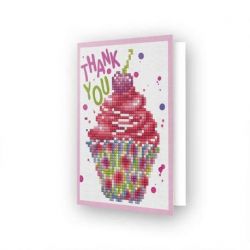 Diamond painting-Diamond Dotz Greeting Card Cup Cake Thank You-Needleart World-ddg-025