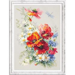 Borduurpakket Poppies and daisies-Magic Needle 100-061