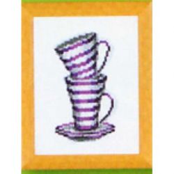 Borduurpakket Minikit 2 lila kopjes 2002-42650 Vervaco PN-0011630