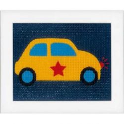 Borduurpakket Lief lyfestile Pen gele auto Vervaco PN-0150308