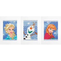 Borduurpakket Disney - Wenskaart Frozen Elsa Olaf en Anna - set van 3 Vervaco PN-0168526