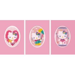 Borduurpakket Wenskaarten Hello Kitty set van 3 Vervaco PN-0174595