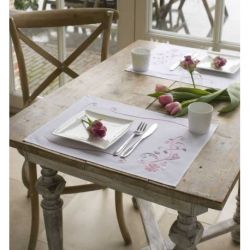Borduurpakket placemats roze bloemen Vervaco PN-0012913