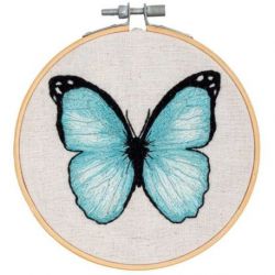 Borduurpakket met borduurring blauwe vlinder Vervaco PN-0198146