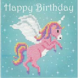Diamond painting pakket wenskaart roze eenhoorn Vervaco PN-0183282