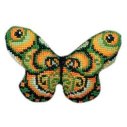 Borduurpakket Vlinder groen-oranje Permin 01-9407