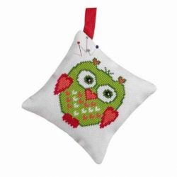 Borduurpakket Speldenkussen groene uil PERMIN 03-7395
