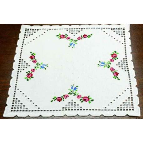 Borduurpakket kleedje hardanger en roosjes Permin 10-5734