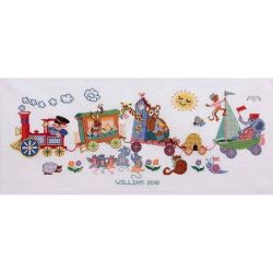 Borduurpakket Geboortetegel dierentrein Eva Rosenstand 12-289