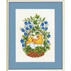 Borduurpakket Kuikentjes in mandje Eva Rosenstand 12-891