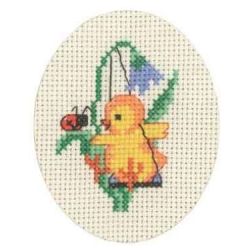 Borduurpakket wenskaart paashaas en kuiken Permin 17-8366