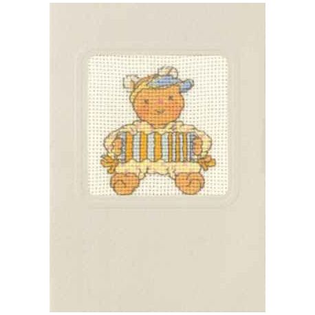 Borduurpakket Wenskaart Beertje met harmonica PERMIN 17-8446