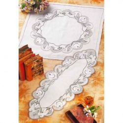 Borduurpakket Dekservet rozen in wit PERMIN 27-8610