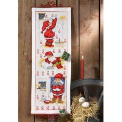 Borduurpakket Adventskalender Elf in barn PERMIN 34-1233