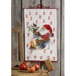 Borduurpakket Adventskalender Nisse met goudvink PERMIN 34-9250