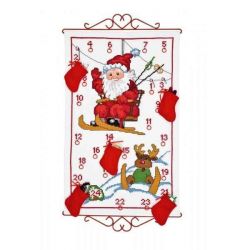 Borduurpakket Adventskalender Nisse in skilift PERMIN 34-9522