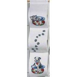 Borduurpakket Toiletrolhouder hond en poes PERMIN 41-1689