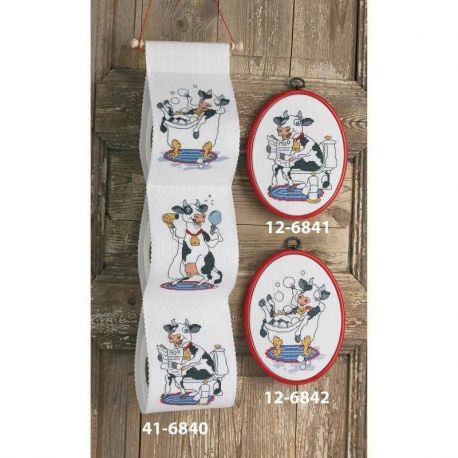 Borduurpakket toiletrolhouder blije koeien Permin 41-6840