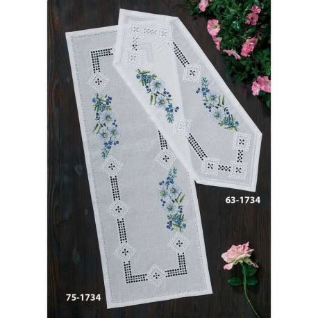 Borduurpakket loper hardanger met bloemen Permin 75-1734