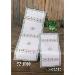 Borduurpakket loper hardanger roze-groen Permin 75-6739