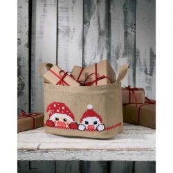 Borduurpakket kerstkadomand elfjes Permin 79-1248