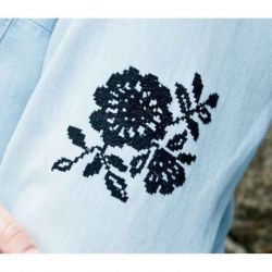 Borduurpakket applicatie bloemen zwart Permin 79-5812