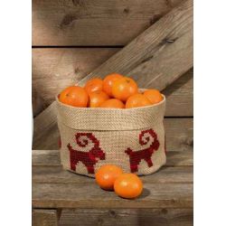 Borduurpakket klein mandje kerstgeit Permin 79-6218